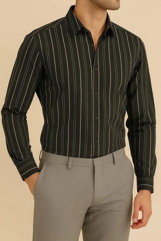 STRIPPED SHIRT | BLACK/SILVER