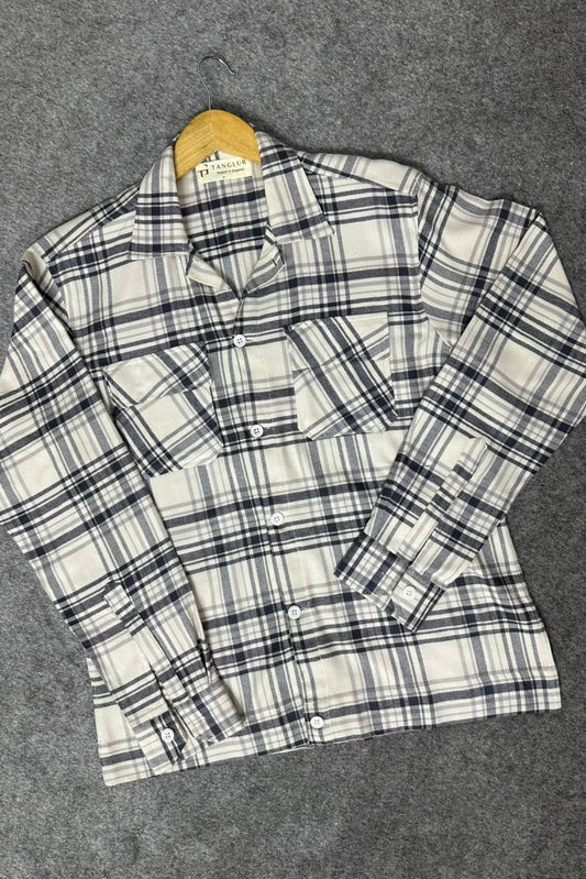 FLANNEL CHECKERED SHACKET | GREY