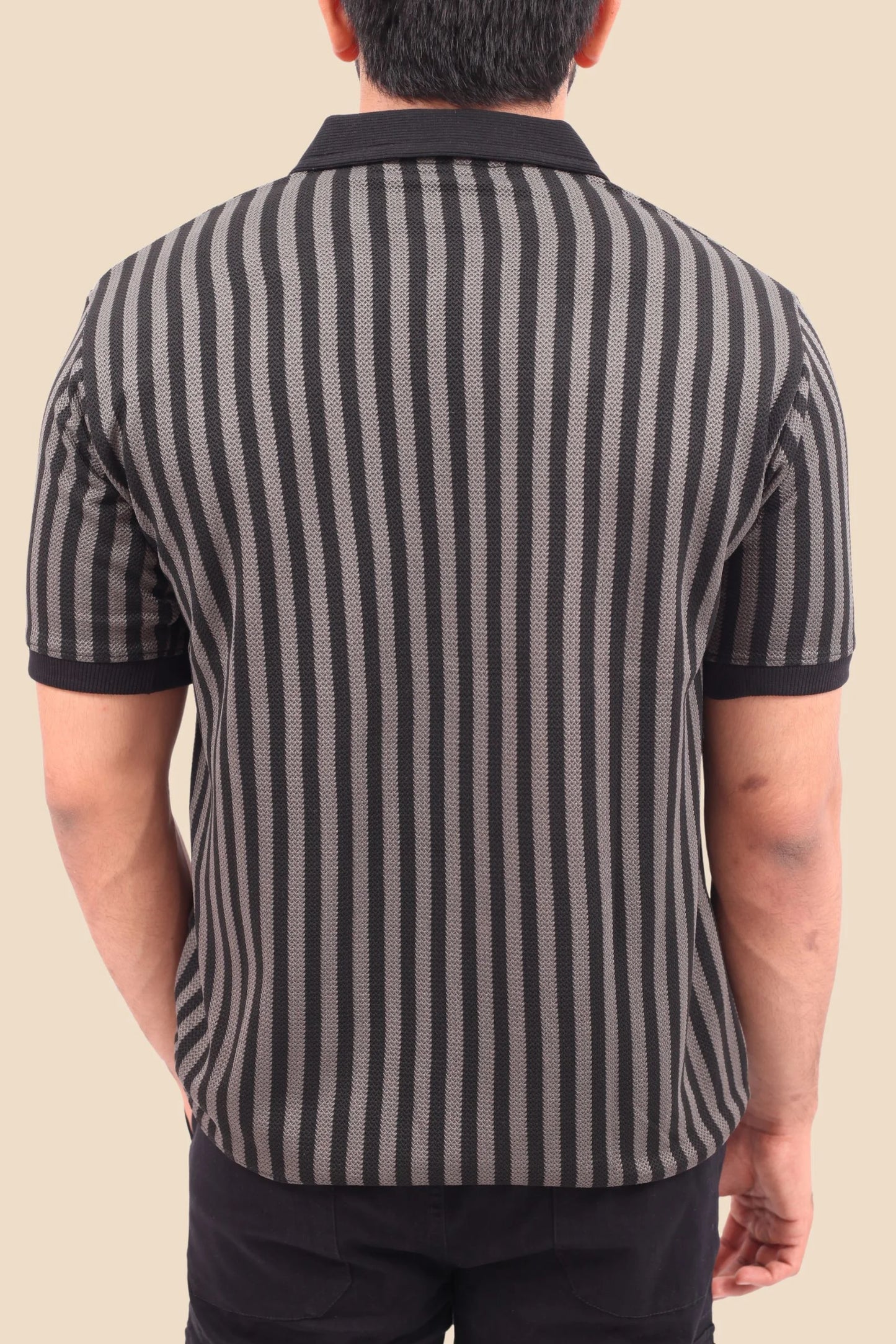 KNITTED POLO | GRAY/BLACK