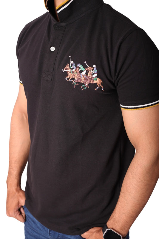BLACK 3 PONY POLO