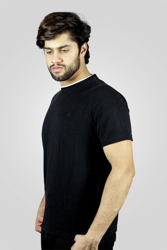 BLACK TEXTURED T-SHIRT (TS02)