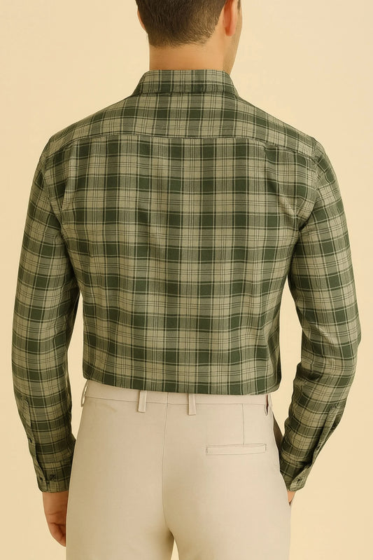 CHECKERED SHIRT | OLIVE GREEN