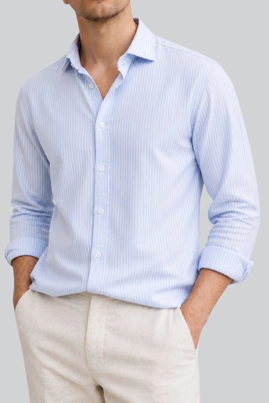 PIN STRIPED SHIRT | PASTEL BLUE