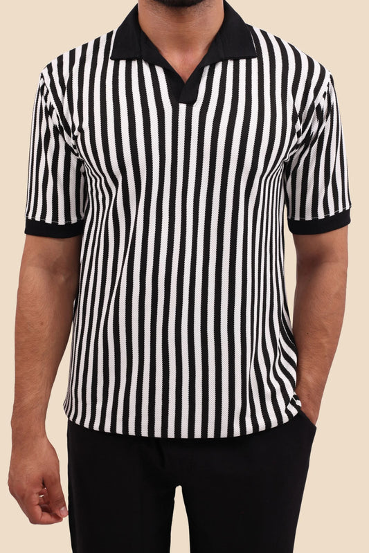 KNITTED POLO | WHITE / BLACK