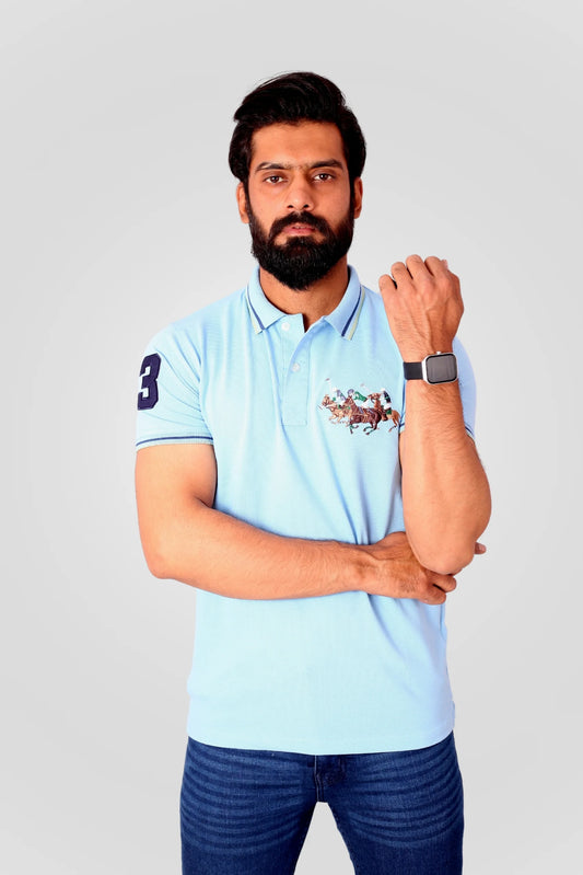 SKY BLUE 3 PONY POLO