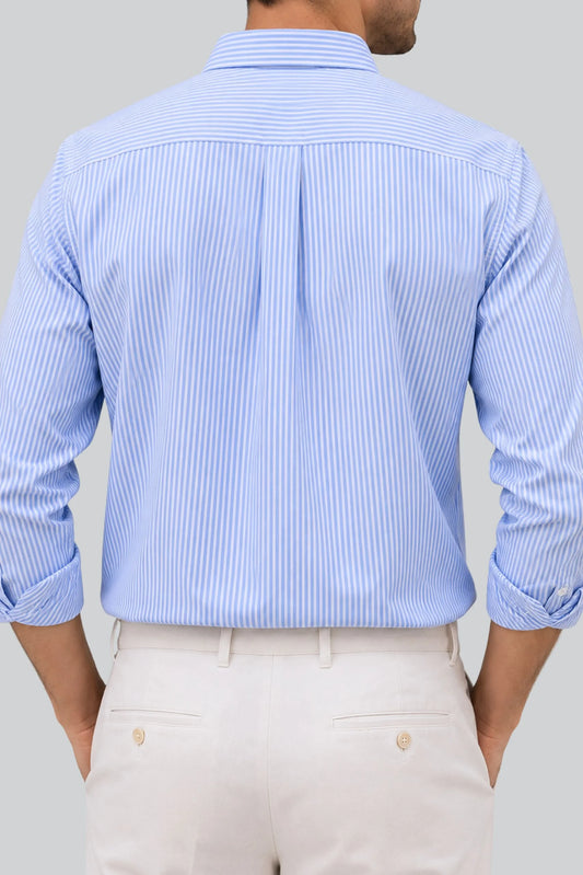 PIN STRIPED SHIRT | OLD MONEY BLUE