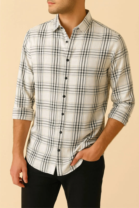 CHECKERED SHIRT | WHITE/BLACK