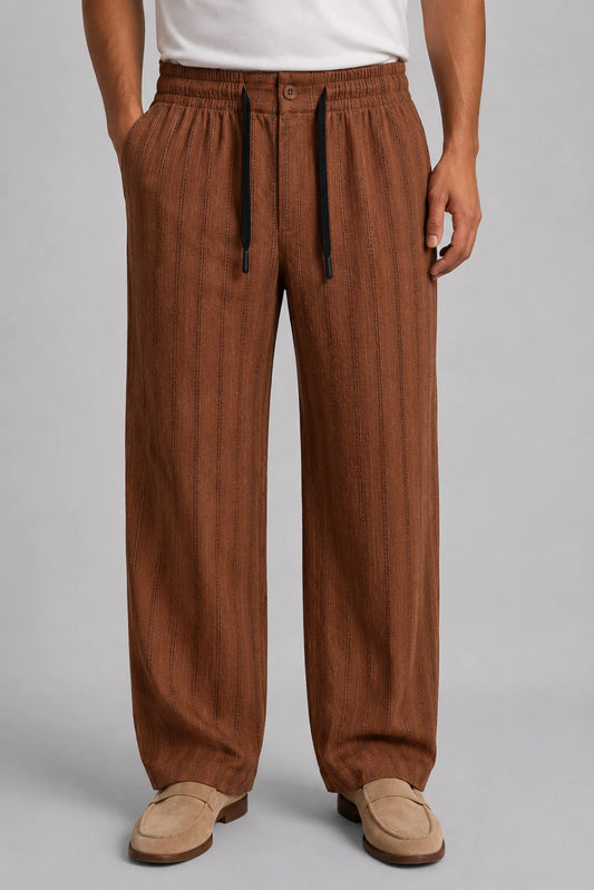 CRINKLE PINSTRIPES TROUSER | CHOCLATE BROWN / BLACK