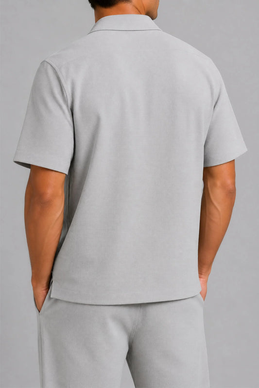 RESORT COLLAR WAFFLE SHIRT | SLATE GREY