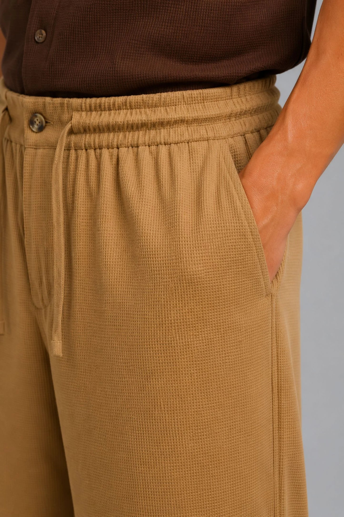 WAFFLE TROUSER | CAMEL BROWN