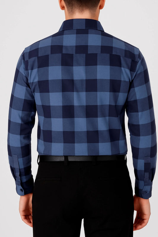 CHECKERED SHIRT | DENIM BLUE