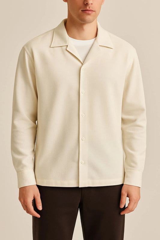 Flannel BOXY FIT OVERSHIRT | CREAM