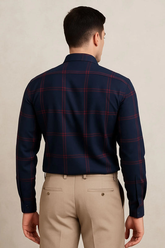 CHECKERED SHIRT | NAVY/RED