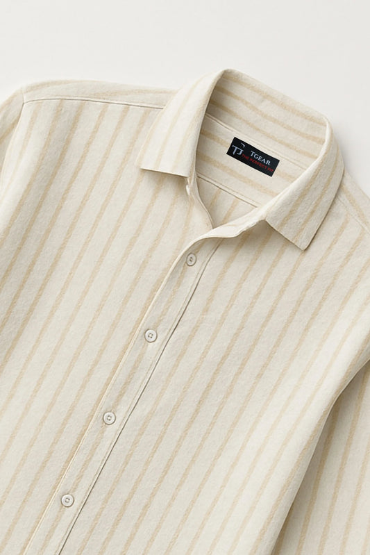 LINEN STRIPED SHIRT | BEIGE/WHITE