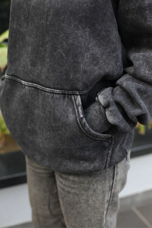 OVERSIZED STONE WASHED HOODIE | VINTAGE BLACK