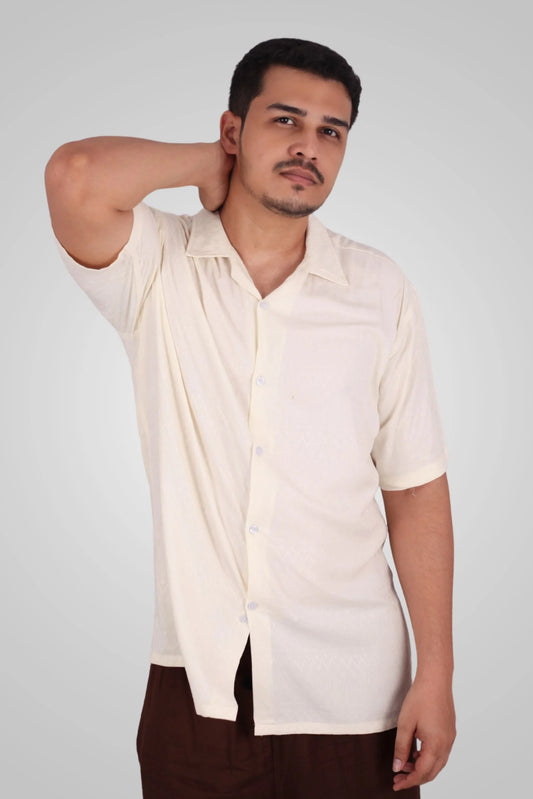 LINEN TEXTURED CUBAN | CREAM WHITE