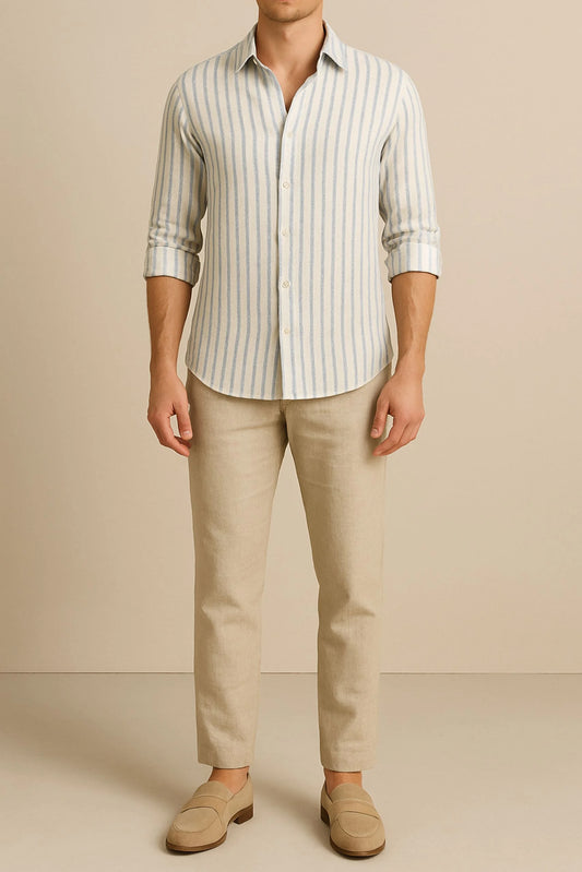 LINEN STRIPED SHIRT | BLUE/WHITE