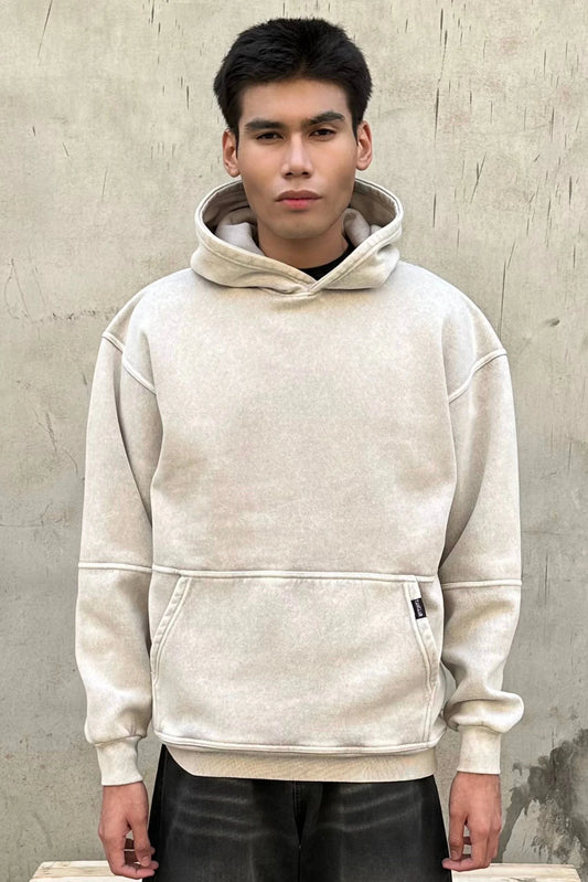 OVERSIZED STONE WASHED HOODIE | ASH White