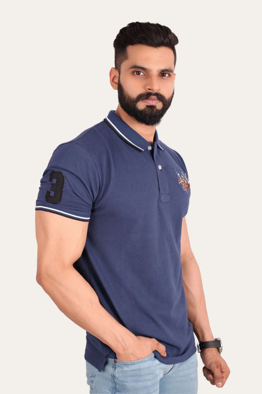 3 PONY POLO | DENIM BLUE