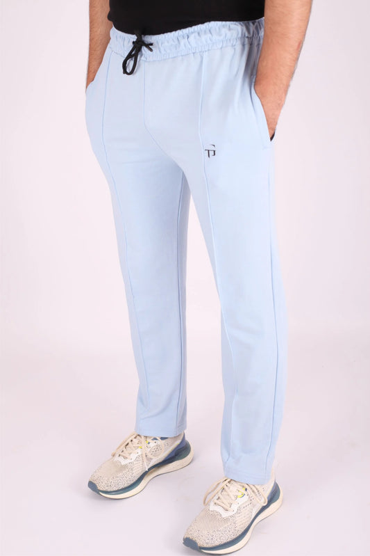 STRAIGHT LEG PLEATED TROUSERS | SKY BLUE