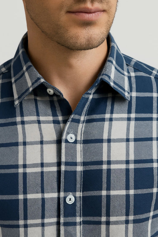 CHECKERED SHIRT | WHITE / NAVY