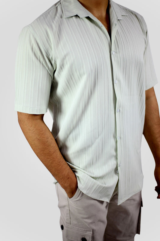 MINT CRINKLE LINING CUBAN SHIRT