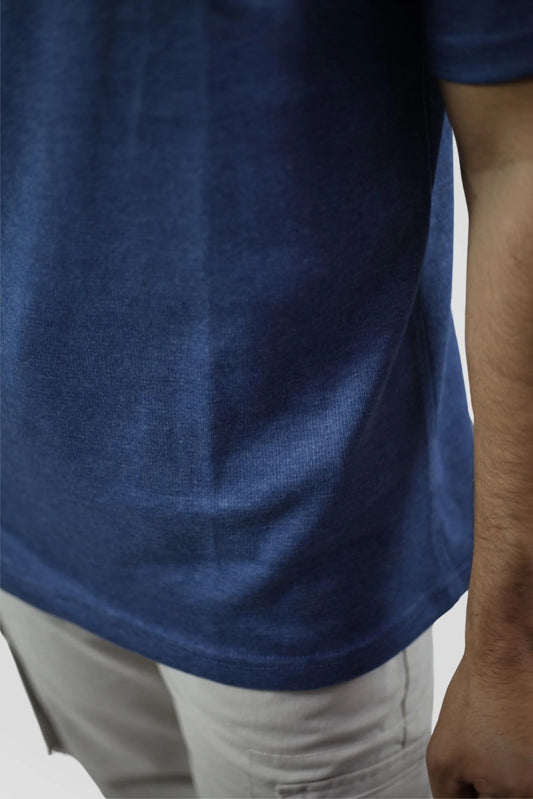 DENIM BLUE TEXTURED T-SHIRT