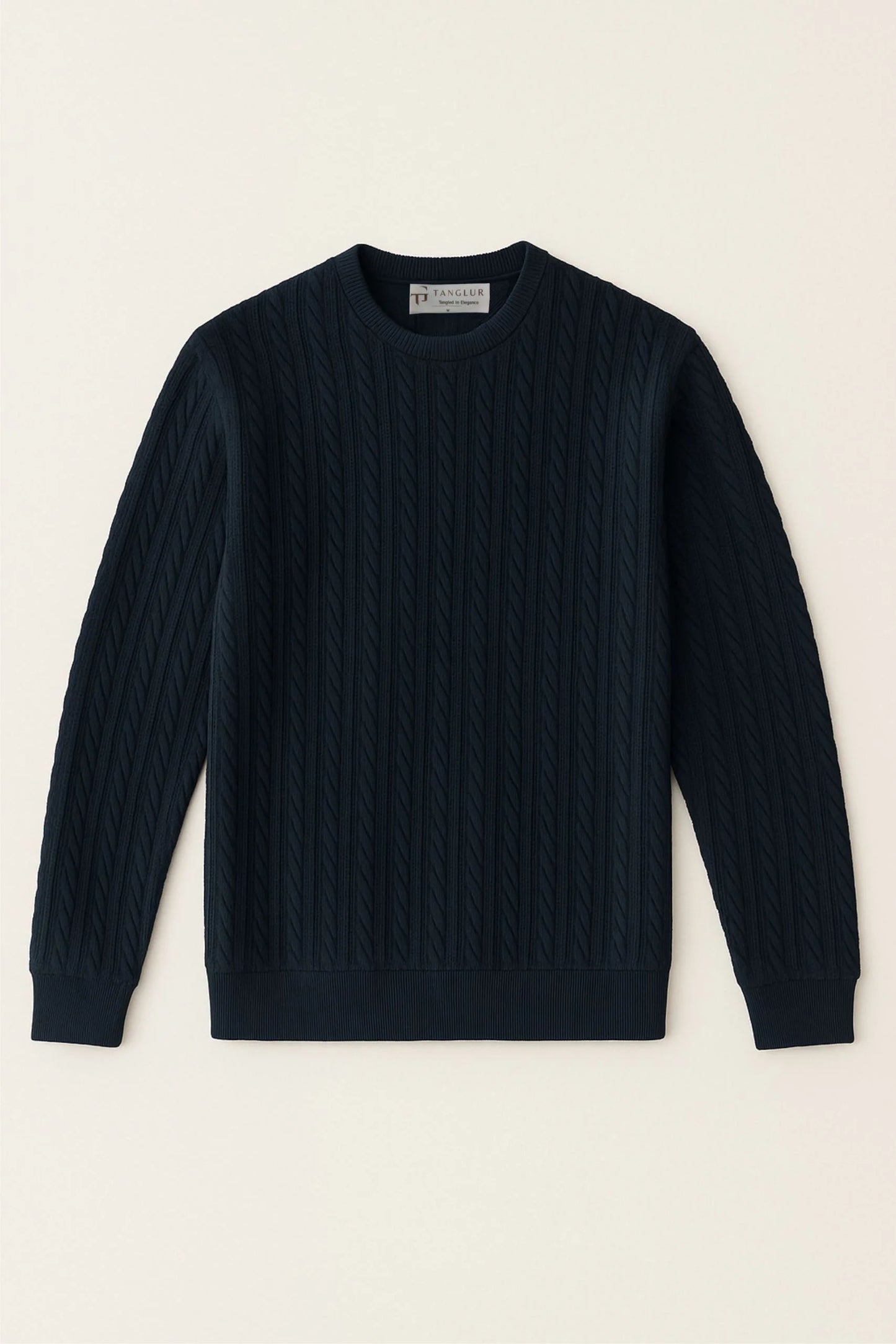 CABLE KNIT SWEATER | NAVY
