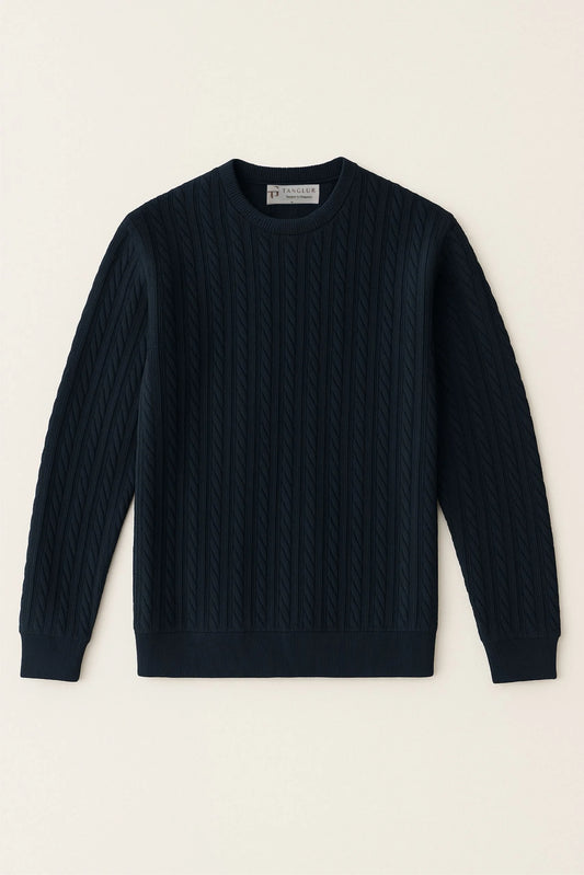 CABLE KNIT SWEATER | NAVY