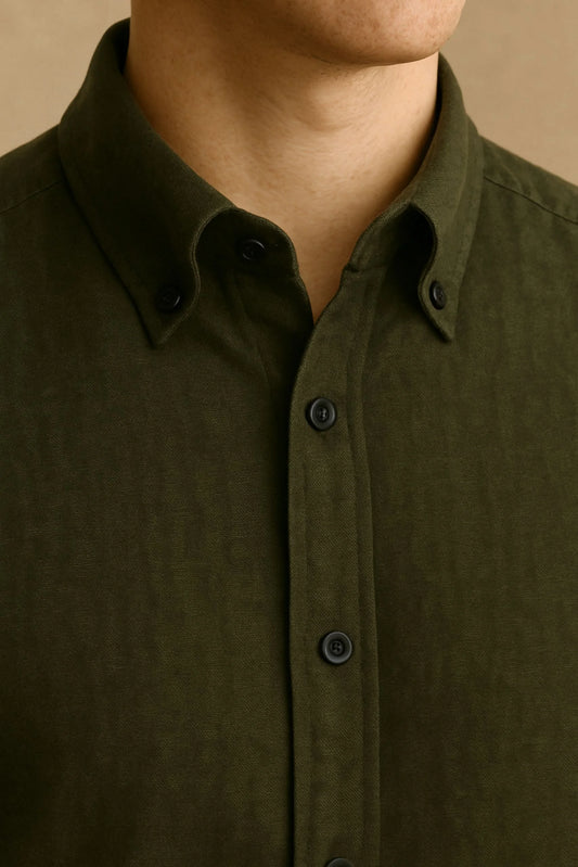 LINEN SHIRT | OLIVE GREEN