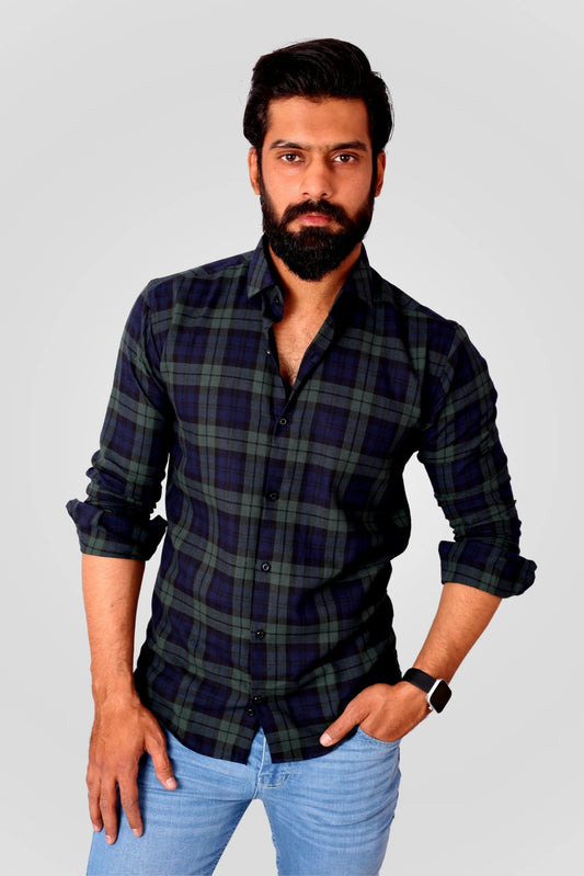 CHECKERED SHIRT | NAVY/GREEN