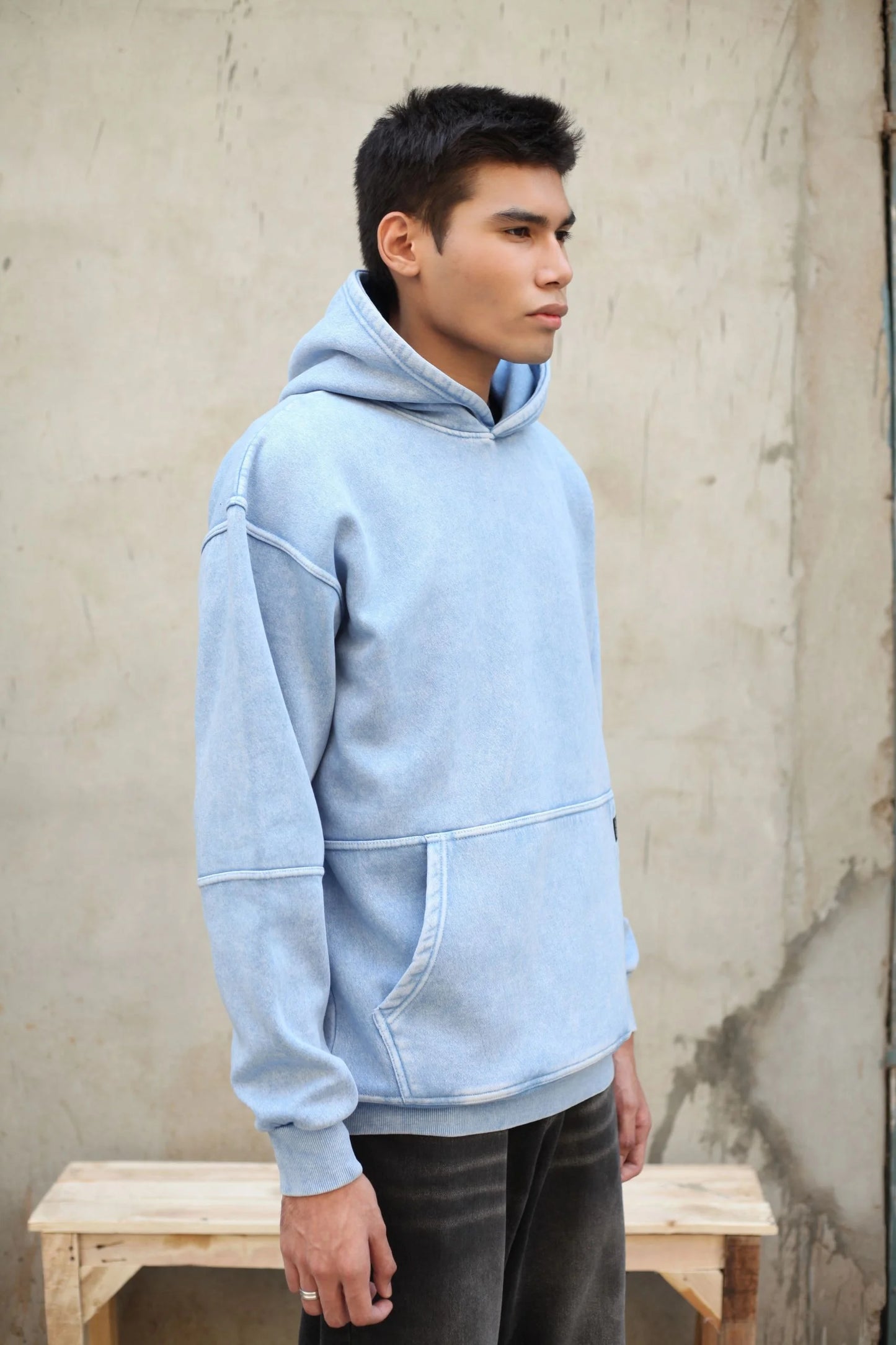 OVERSIZED STONE WASHED HOODIE | ICE BLUE