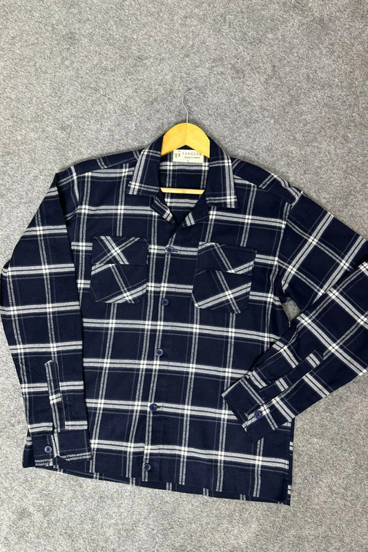 FLANNEL CHECKERED SHACKET | NAVY