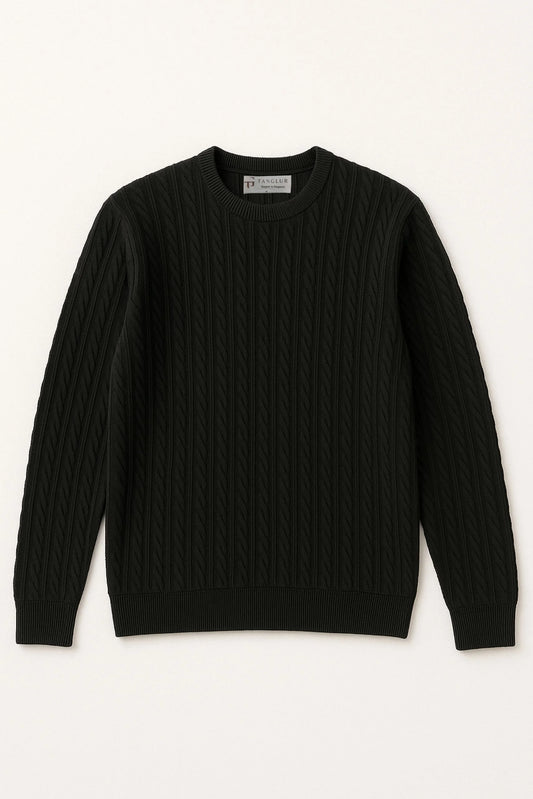 CABLE KNIT SWEATER | BLACK