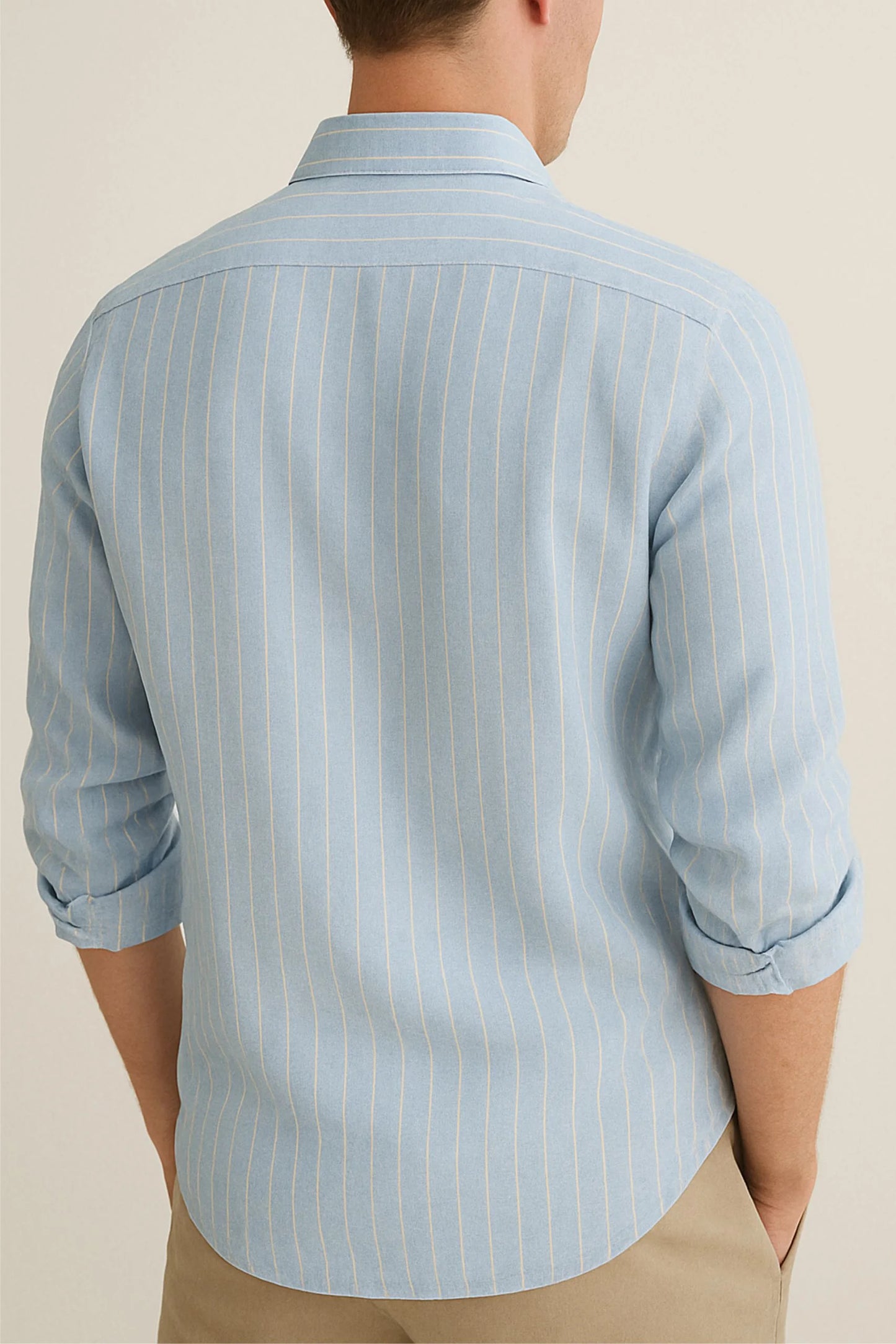 LINEN STRIPPED SHIRT | POWDER BLUE/WHITE