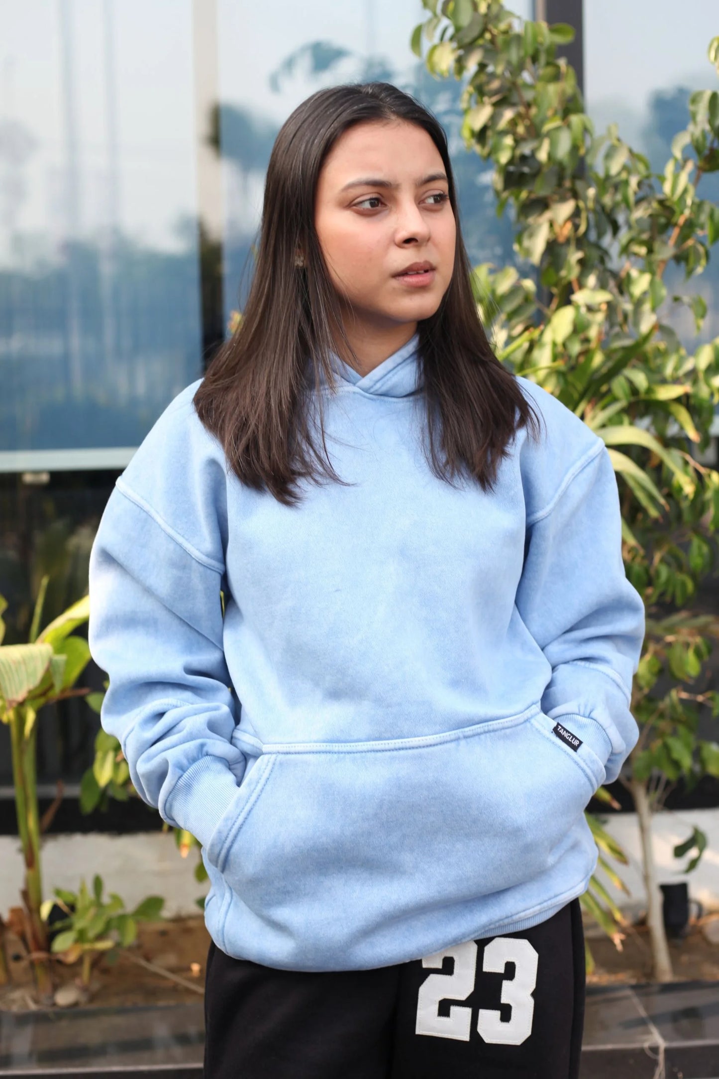 OVERSIZED STONE WASHED HOODIE | ICE BLUE