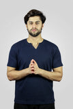 NAVY V-NECK TEXTURED T-SHIRT (TS05)