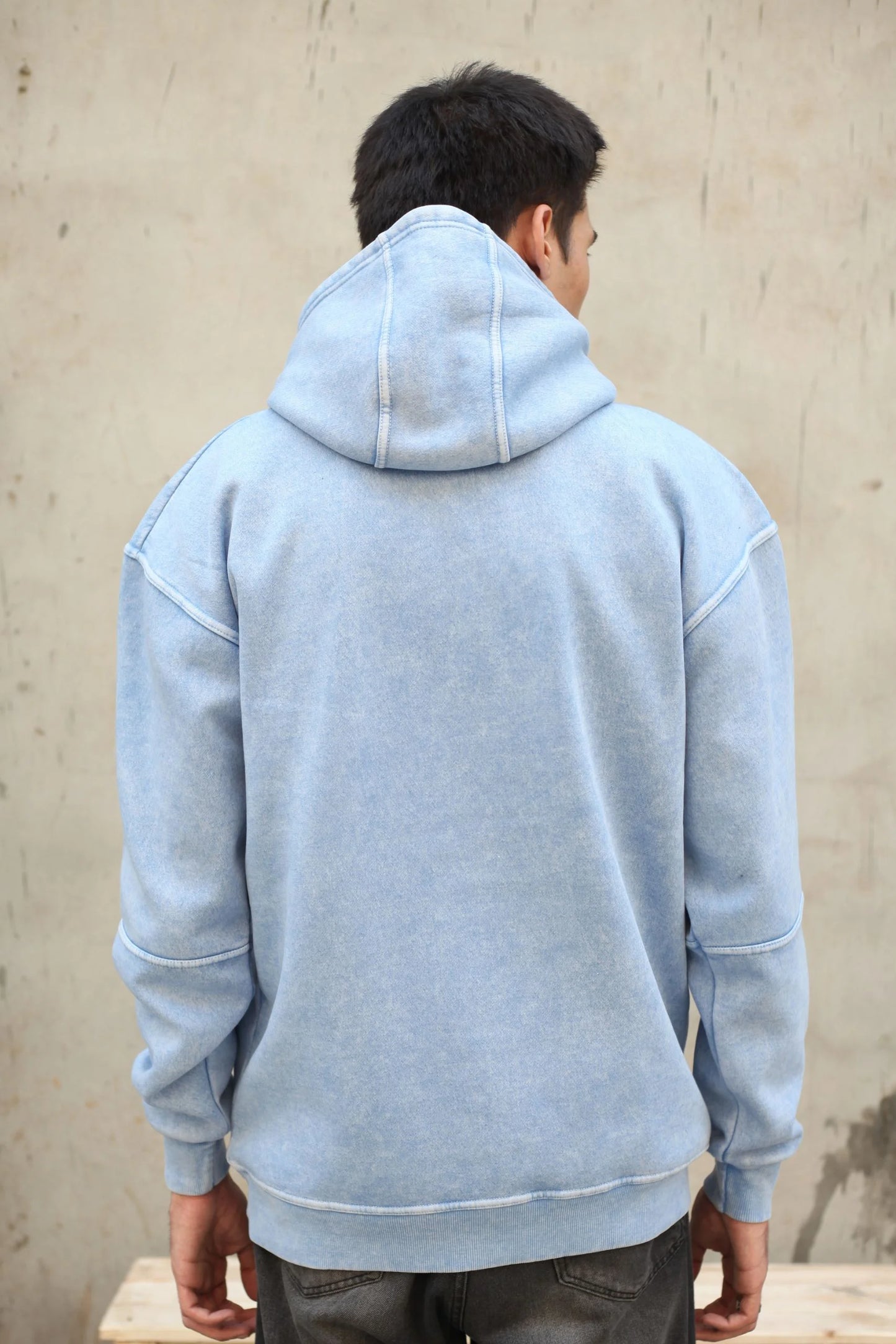 OVERSIZED STONE WASHED HOODIE | ICE BLUE