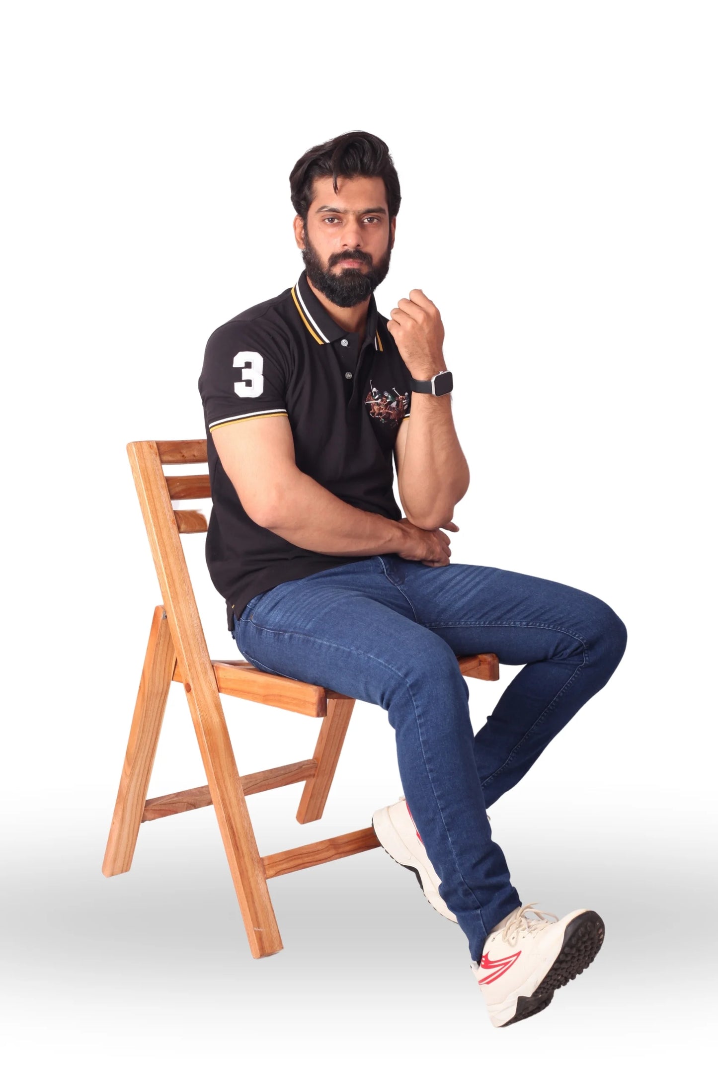 BLACK 3 PONY POLO