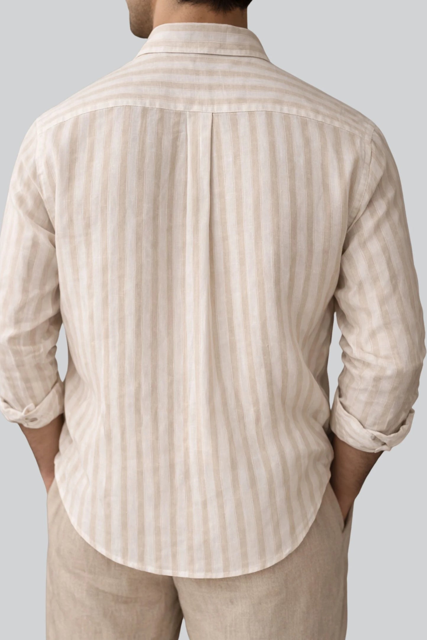 STRIPED LINEN SHIRT | BEIGE / WHITE