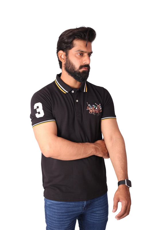BLACK 3 PONY POLO