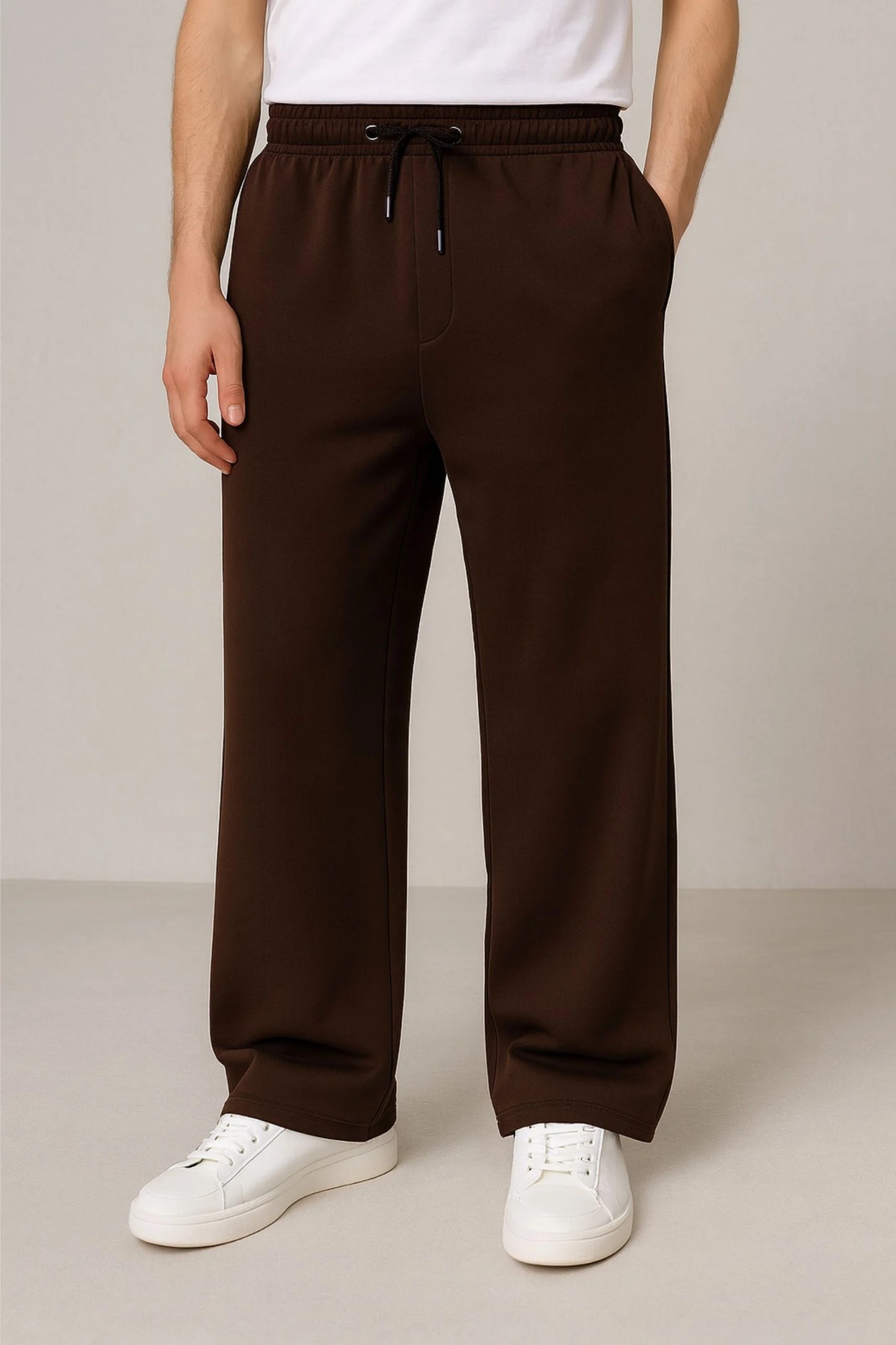 WIDE LEG BAGGY TROUSERS | DARKBROWN