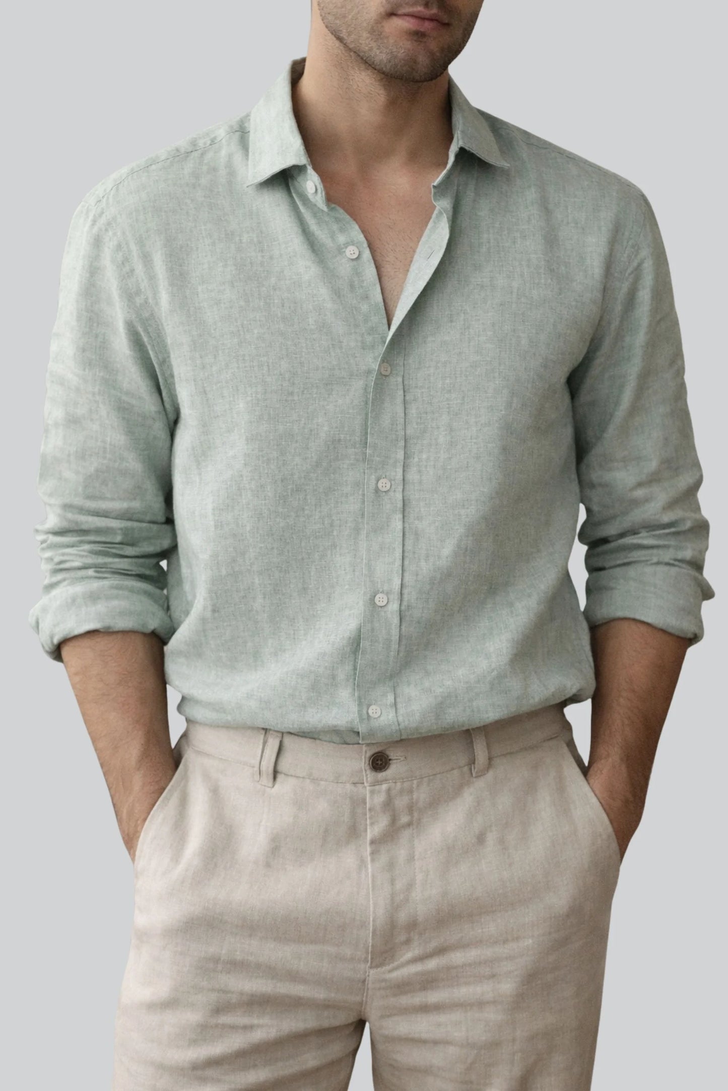 LINEN SHIRT | MIST GREEN