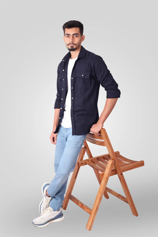 NAVY FLANNEL SHACKET (FS02)