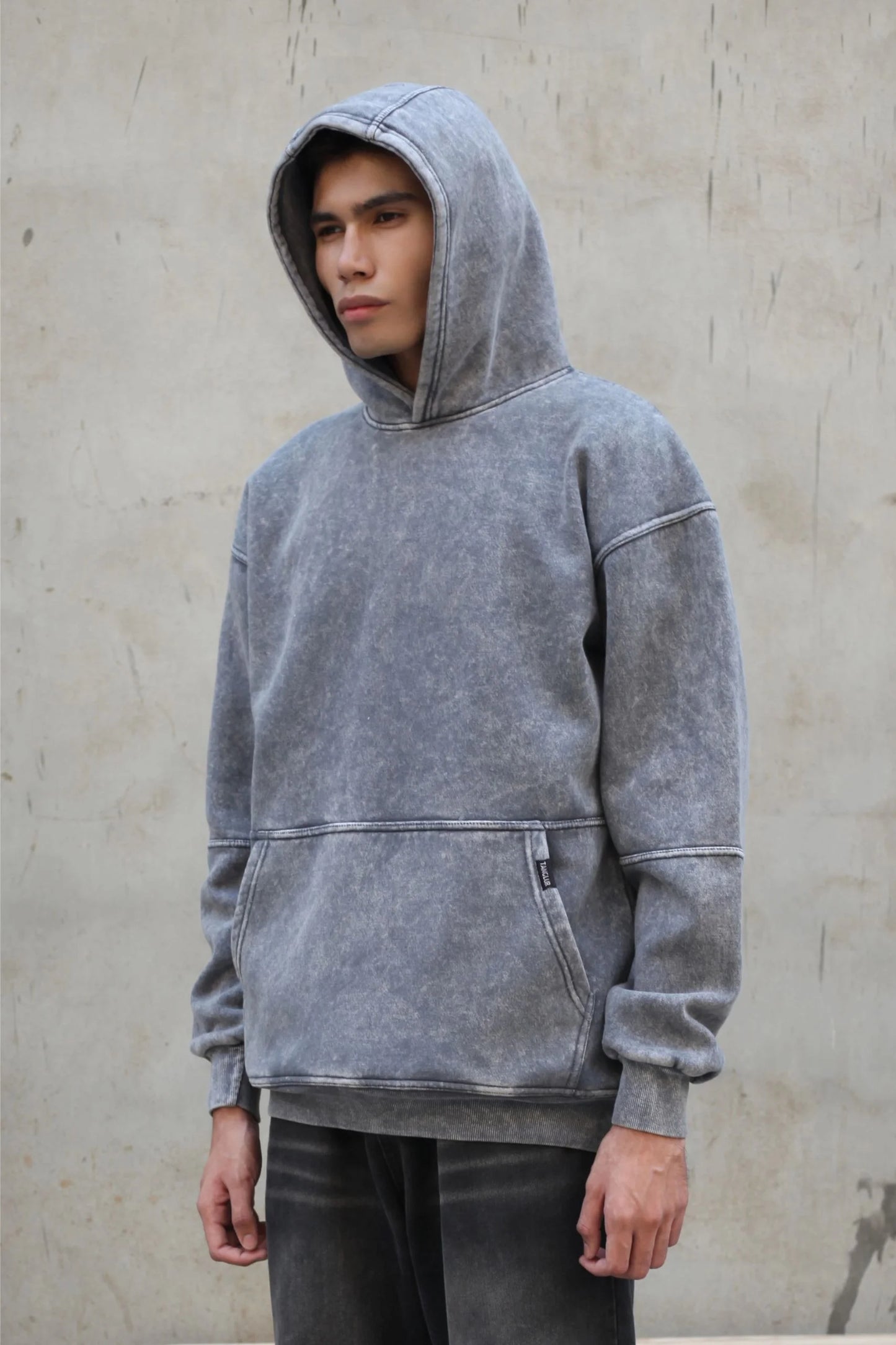 OVERSIZED STONE WASHED HOODIE | SMOKE GREY