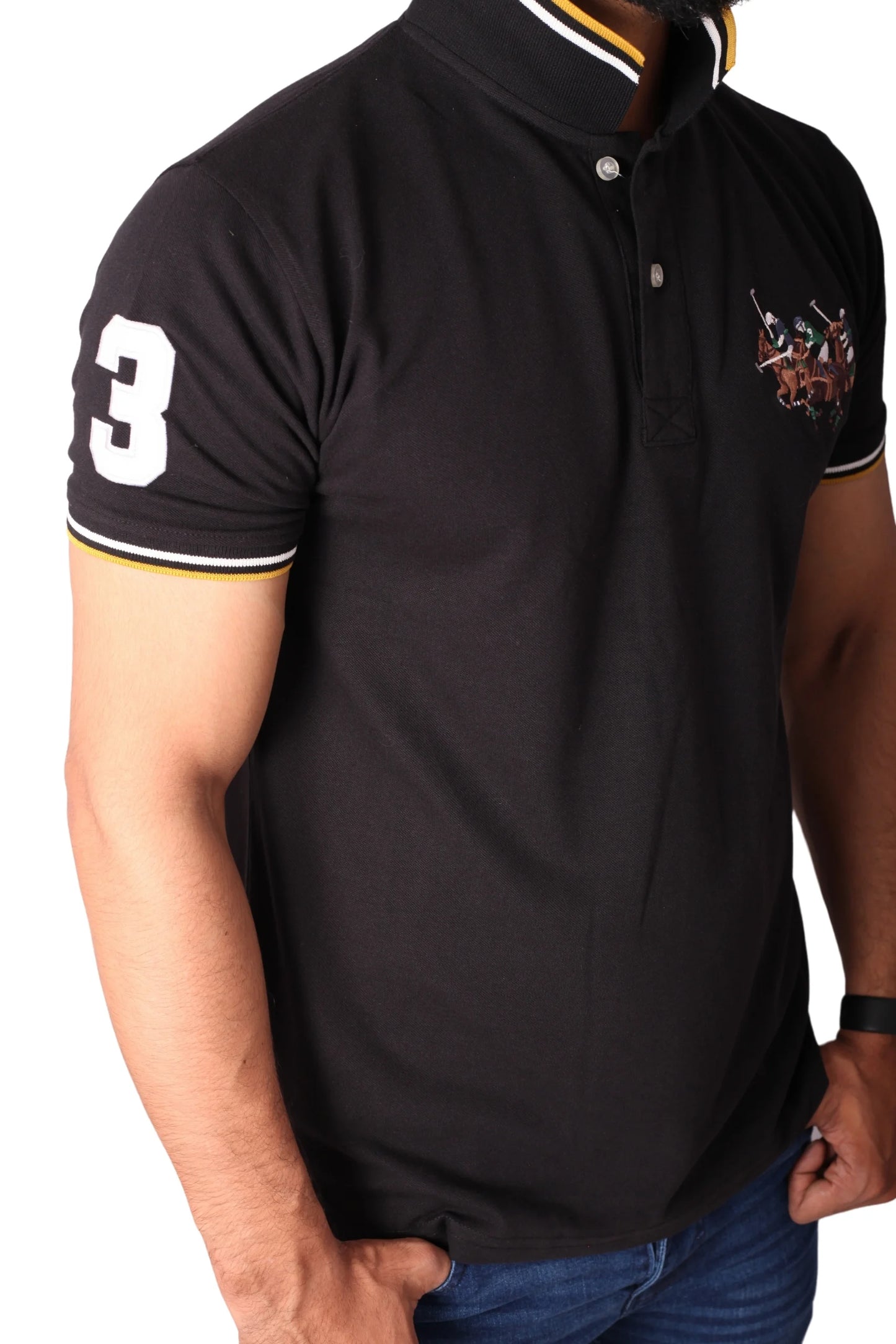 BLACK 3 PONY POLO