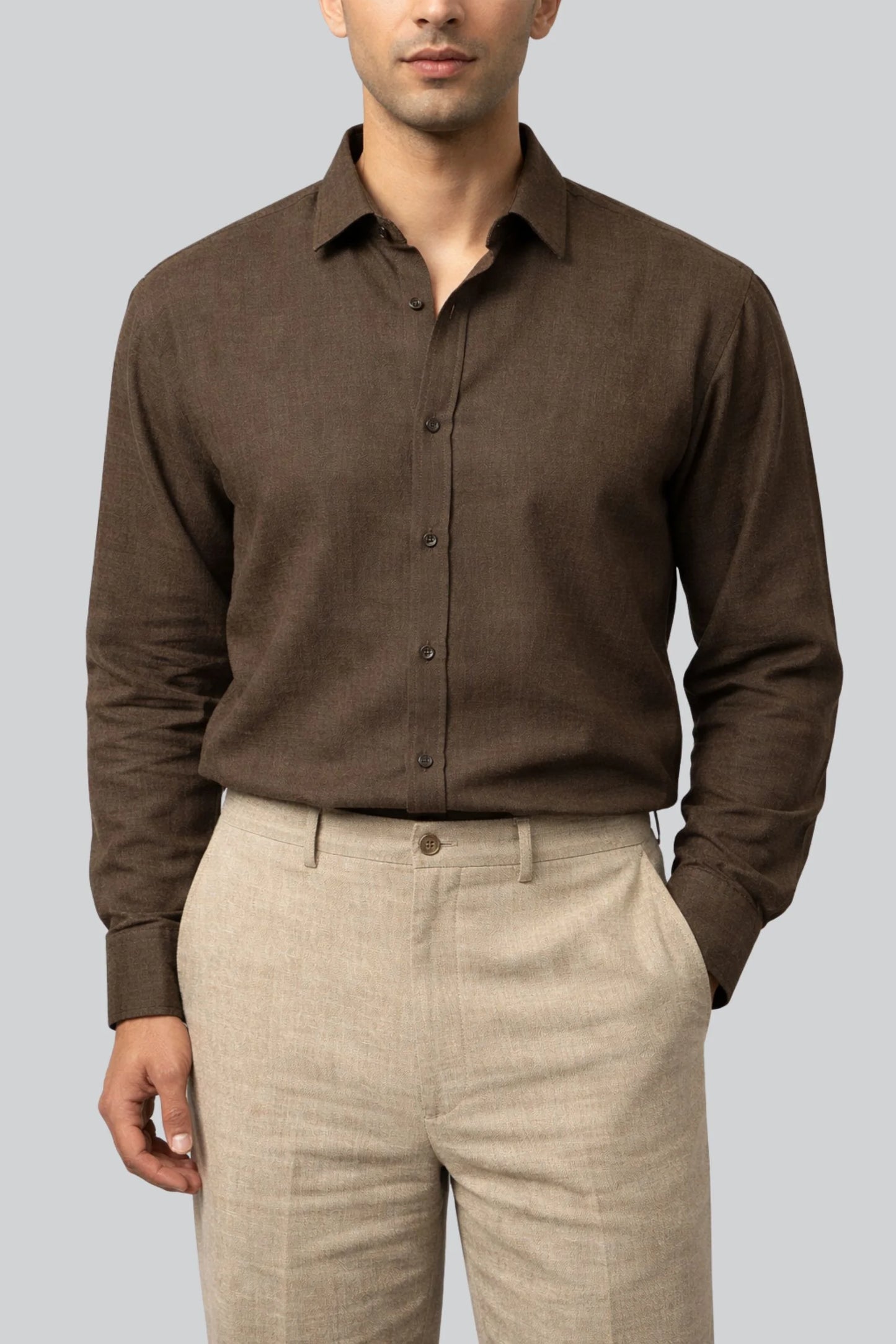 LINEN SHIRT | COFFE BROWN