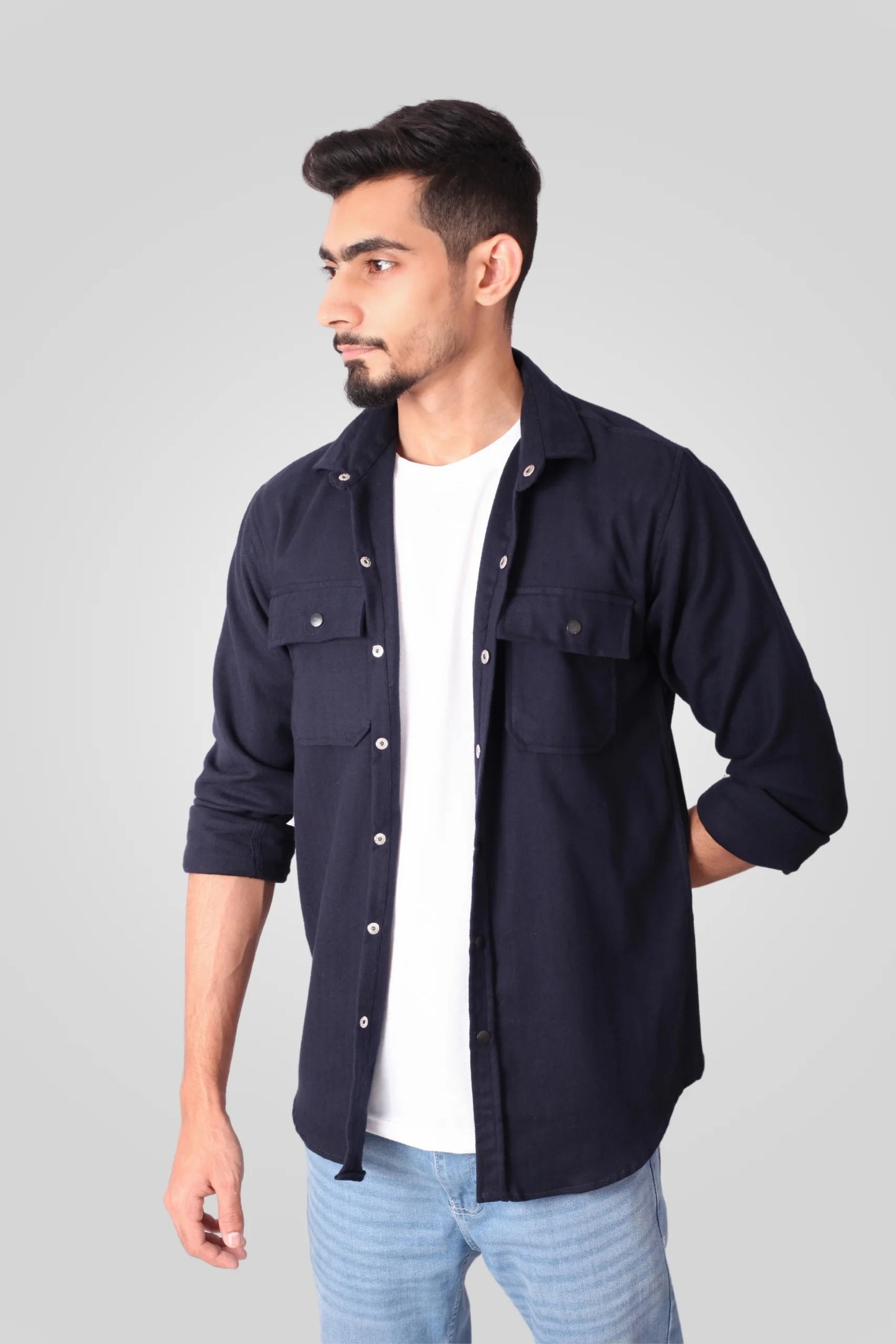 NAVY FLANNEL SHACKET (FS02)