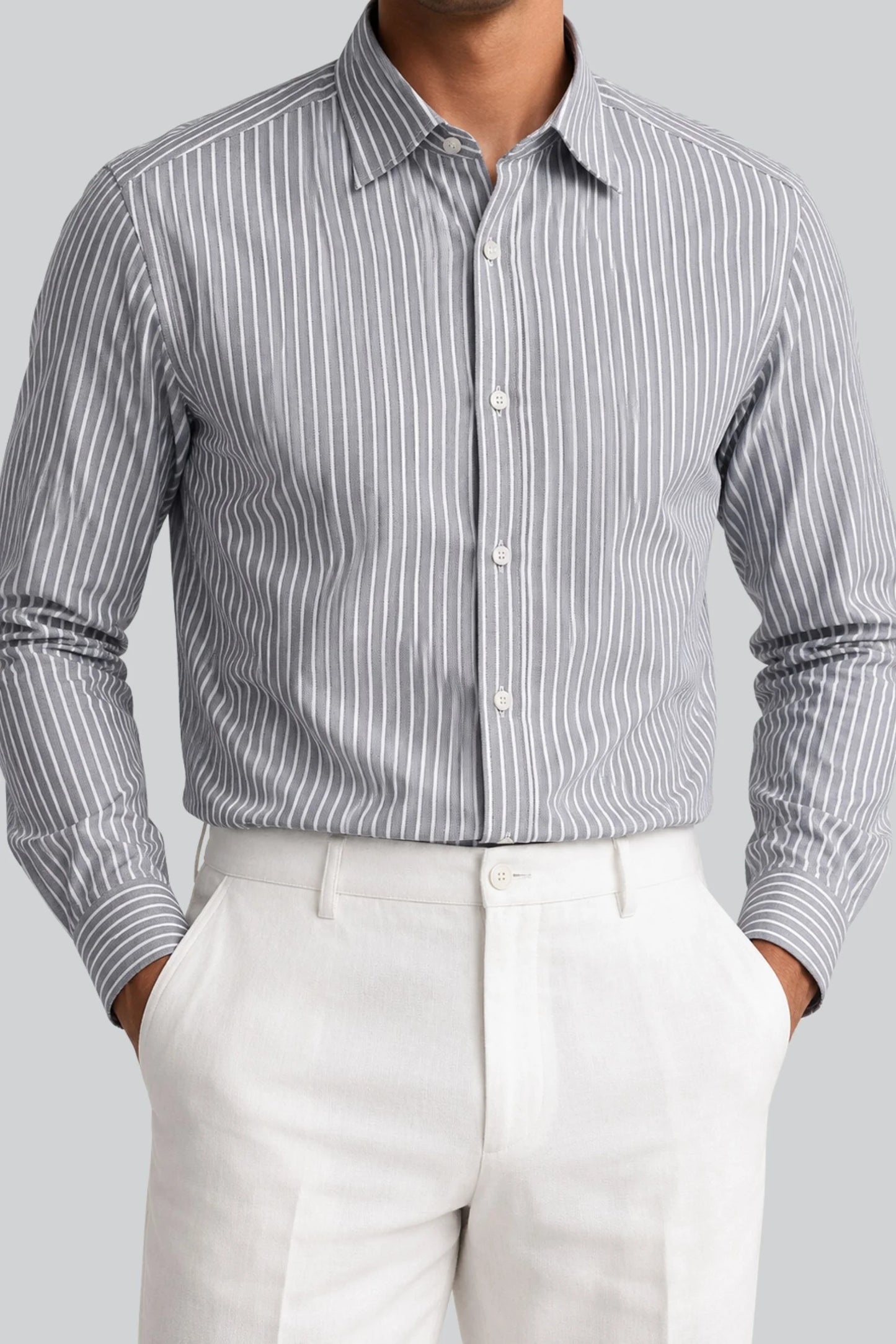 PIN STRIPED SHIRT | CHARCOAL