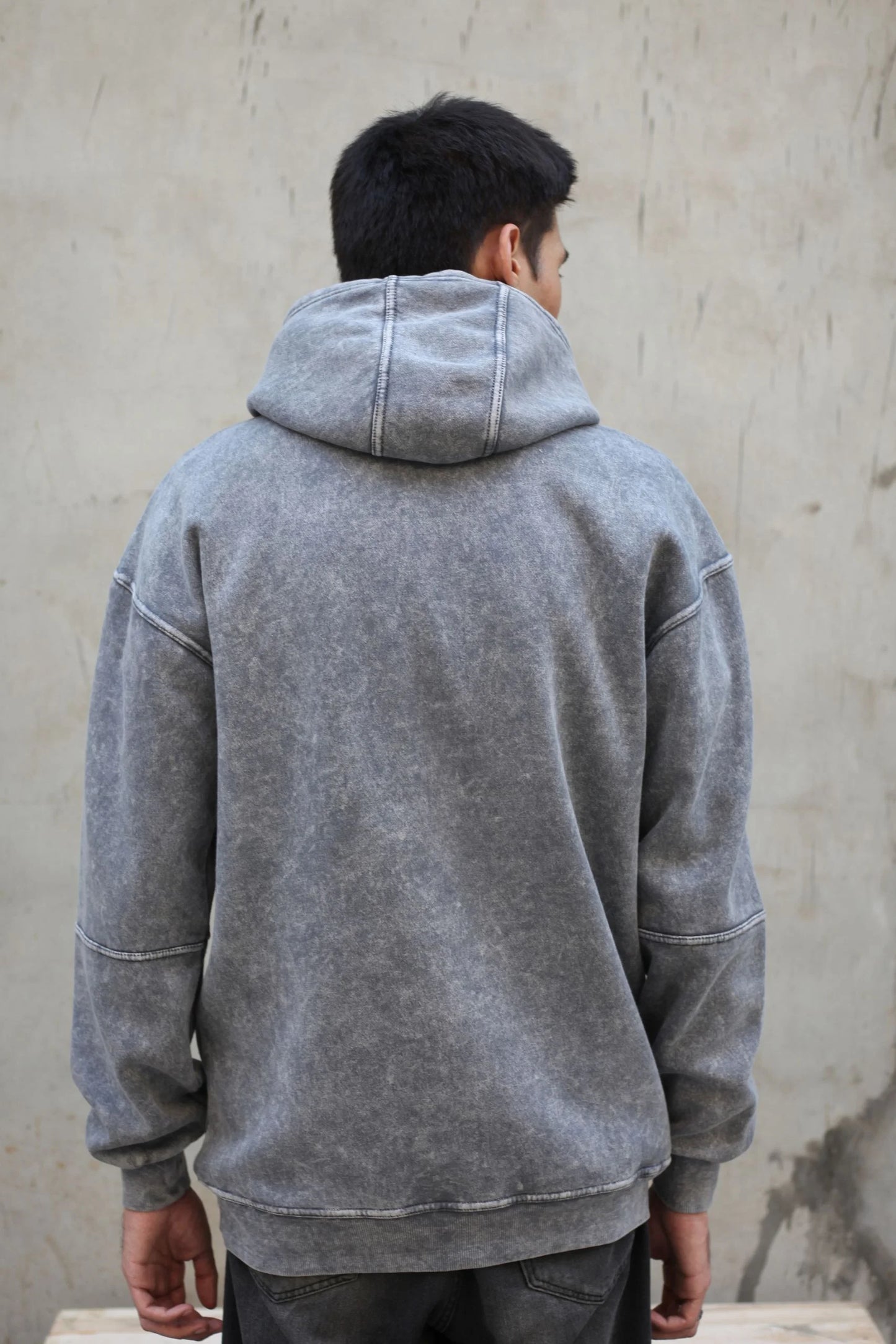 OVERSIZED STONE WASHED HOODIE | SMOKE GREY